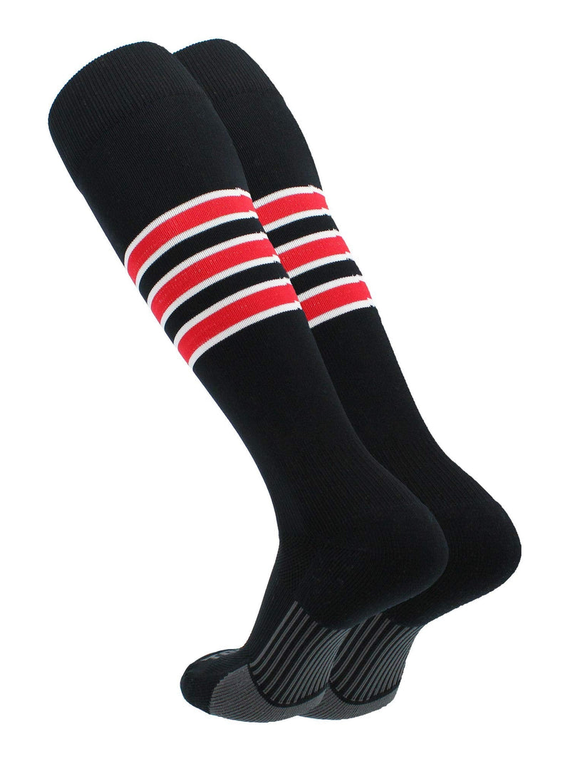 [Australia - AusPower] - TCK Elite Performance Baseball Socks Dugout Pattern I Softball Mens Womens Black/White/Scarlet Medium 