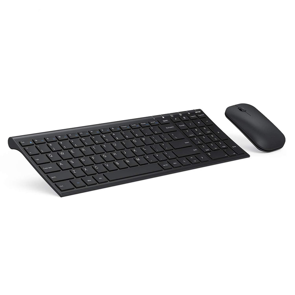 [Australia - AusPower] - Wireless Keyboard Mouse, seenda Ultra Slim Low Profile Wireless Keyboard and Mouse Combo with Number Pad for Windows 7/8/10/11 PC Laptop Compter, Black Wireless Keyboard Mouse Black 