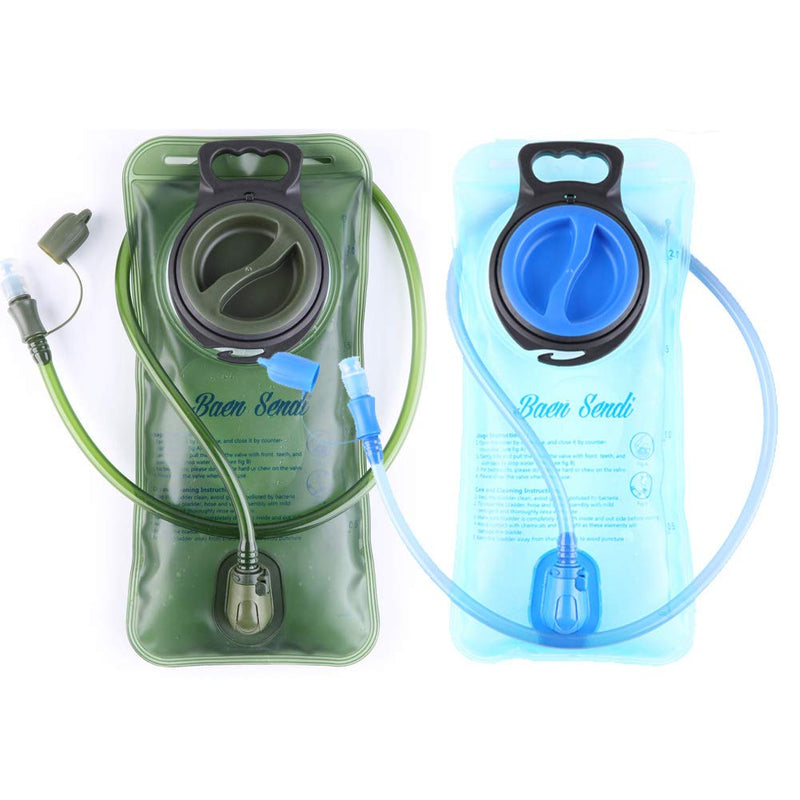 [Australia - AusPower] - Baen Sendi Hydration Bladder 2 Liter/70 oz - Pack of 2(1 Piece Blue+1 Piece ArmyGreen) - BPA Free Hydration Pack Replacement(2 Pack) 