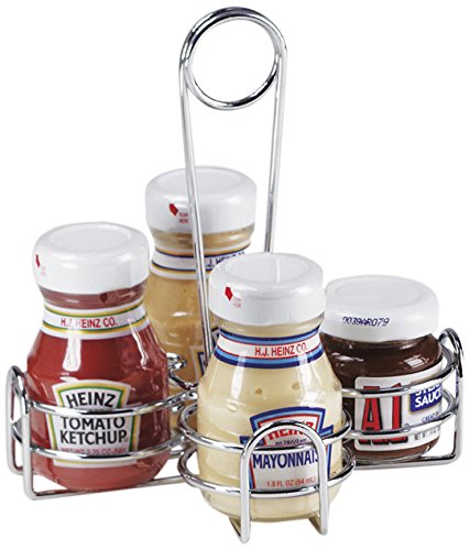 [Australia - AusPower] - G.E.T. Metal Condiment Condiment Caddy with Number Holder, 4 Compartment, Chrome 