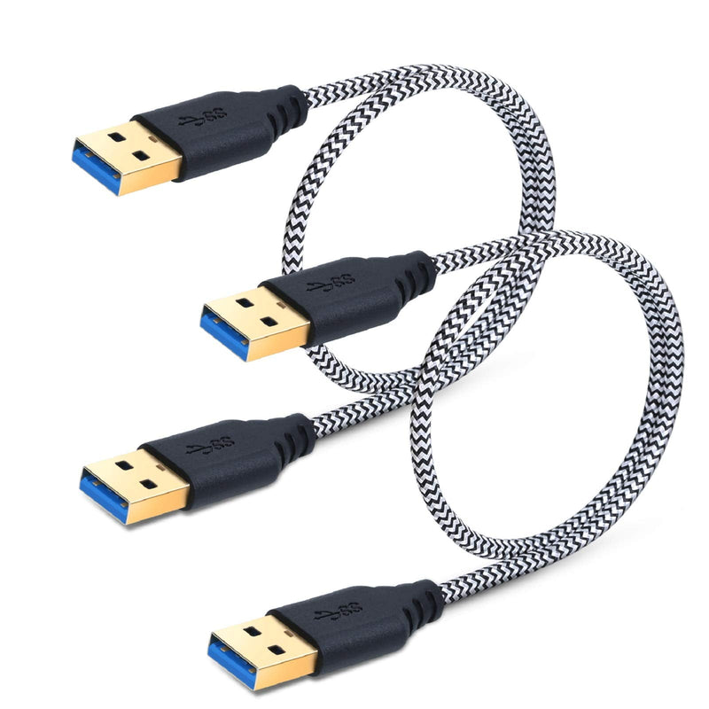 [Australia - AusPower] - USB to USB 3.0 Cable, Besgoods 2-Pack 1.5ft Short Braided USB 3.0 A to A Cable - A Male to Male USB Cable Cord for Laptop Cooling Pad, DVD Players, Hard Drive Enclosures, White White White 