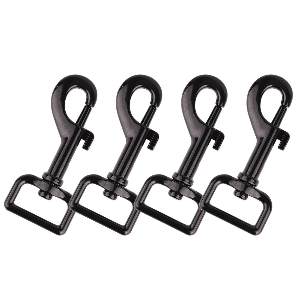 [Australia - AusPower] - Zelta 4 PCS Swivel Snap Hooks for Dog Leash Keychain, Pet Buckle Clips 3.1 x 1 Inch (Black) Black 