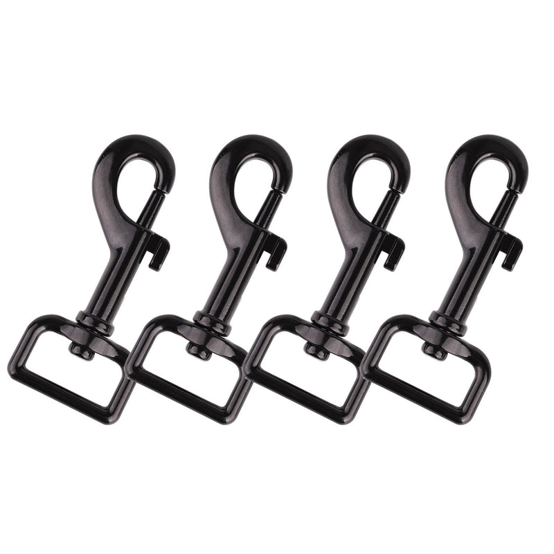 [Australia - AusPower] - Zelta 4 PCS Swivel Snap Hooks for Dog Leash Keychain, Pet Buckle Clips 3.1 x 1 Inch (Black) Black 