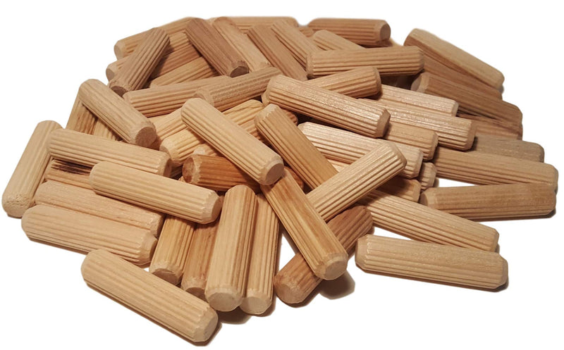 [Australia - AusPower] - 100 Pack 1/2" x 2" Wooden Dowel Pins Wood Kiln Dried Fluted and Beveled, Made of Hardwood 