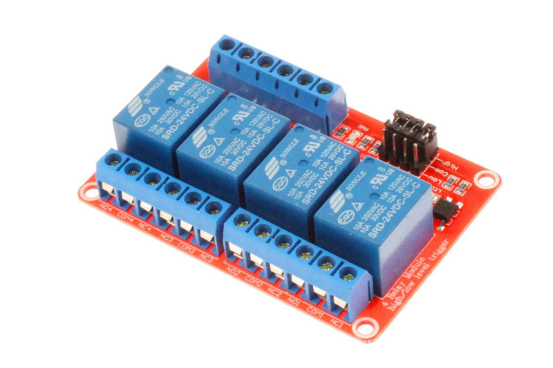 [Australia - AusPower] - NOYITO 4 Channel Relay Module High Low Level Trigger With Optocoupler Isolation Load DC 30V AC 250V 10A for PLC Automation Equipment Control Industrial Control (4-Channel 24V) 4-Channel 24V 