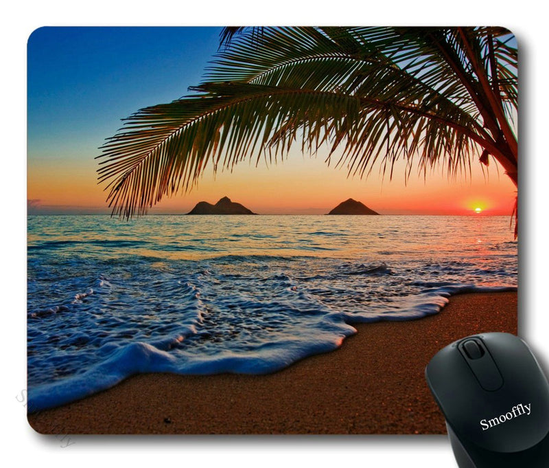 [Australia - AusPower] - Hawaiian Mouse Pad by Smooffly, Pacific Sunrise at Lanikai Beach, Hawaii Colorful Sky Wavy Ocean Surface Scene,Customized Rectangle Non-Slip Rubber Mousepad Gaming Mouse Pad, 9.5 X 7.9 Inches SM-11 