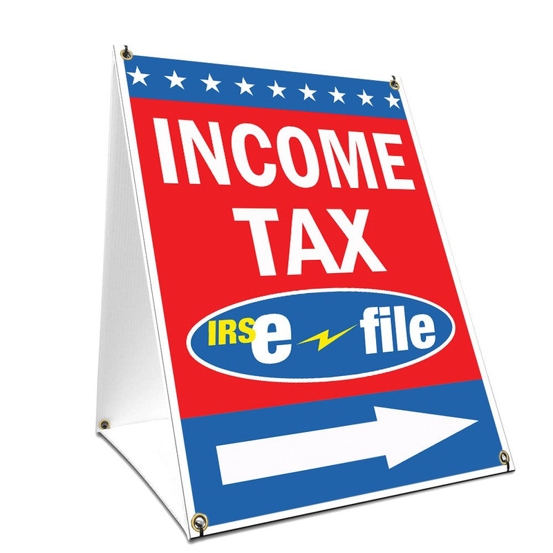 [Australia - AusPower] - A-Frame Sidewalk Income Tax E-File with Arrow Sign with Graphics On Each Side | 18" X 24" Print Size 18”x24” A-frame Lightweight 