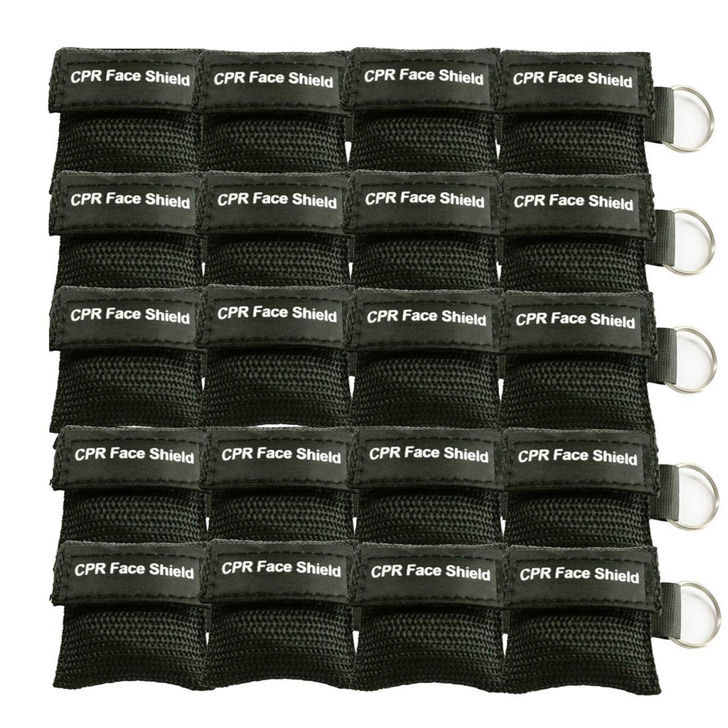 [Australia - AusPower] - 20pcs CPR Face Shield Mask Keychain Ring Emergency Kit CPR Face Shields for First Aid or CPR Training (Black-20) Black-20 