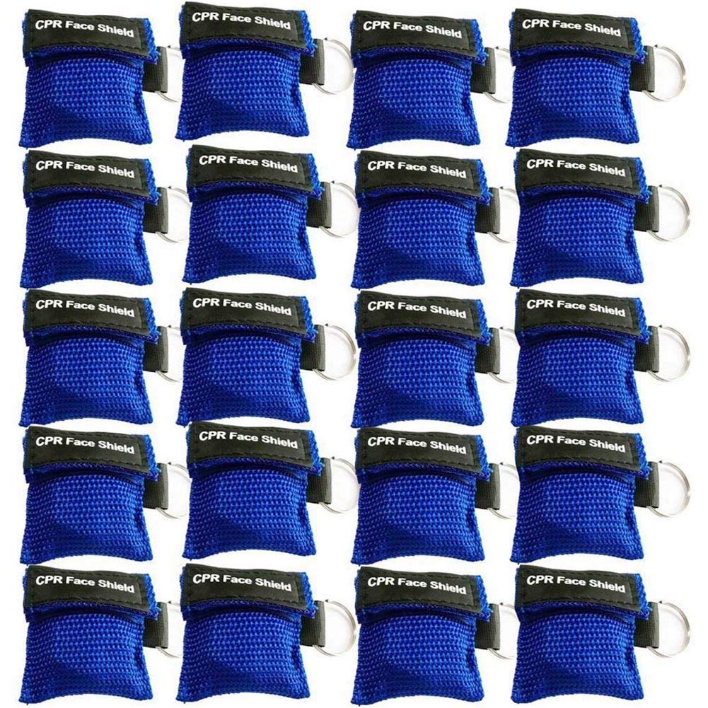 [Australia - AusPower] - 20pcs CPR Face Shield Mask Keychain Ring Emergency Kit CPR Face Shields for First Aid or CPR Training (Blue-20) Blue-20 