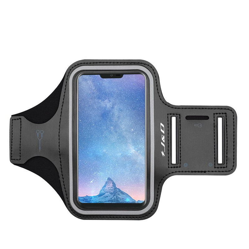 [Australia - AusPower] - J&D Armband Compatible for LG G7/Q7/Q7 Plus/V5/Aristo 5/3/Tribute Empire/Tribute Dynasty/Phoenix 4/Zone 4/Fortune 2, Sports Armband with Key Holder Slot and Earphone Connection, Black 