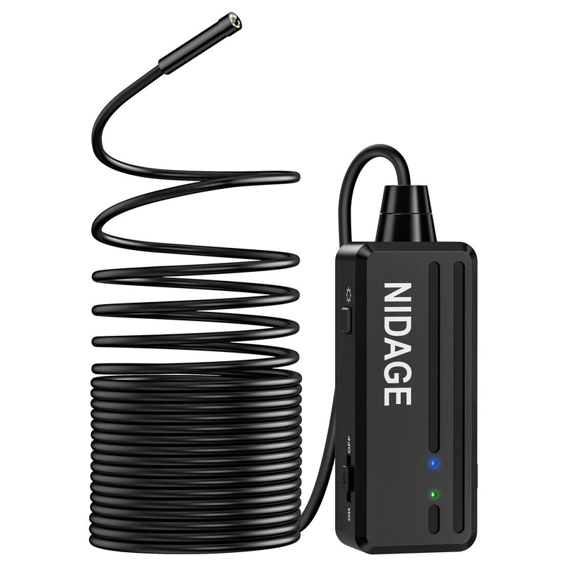[Australia - AusPower] - Wireless Endoscope Camera, NIDAGE WiFi 5.5mm 1080P HD Borescope Inspection Camera for iPhone Android, 2MP Semi-Rigid Snake Camera for Inspecting Motor Engine Sewer Pipe Vehicle (33FT) 33FT 