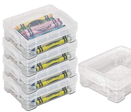 [Australia - AusPower] - 1InTheoffice Crayon Box, Stackable Clear (4 Pack.) 