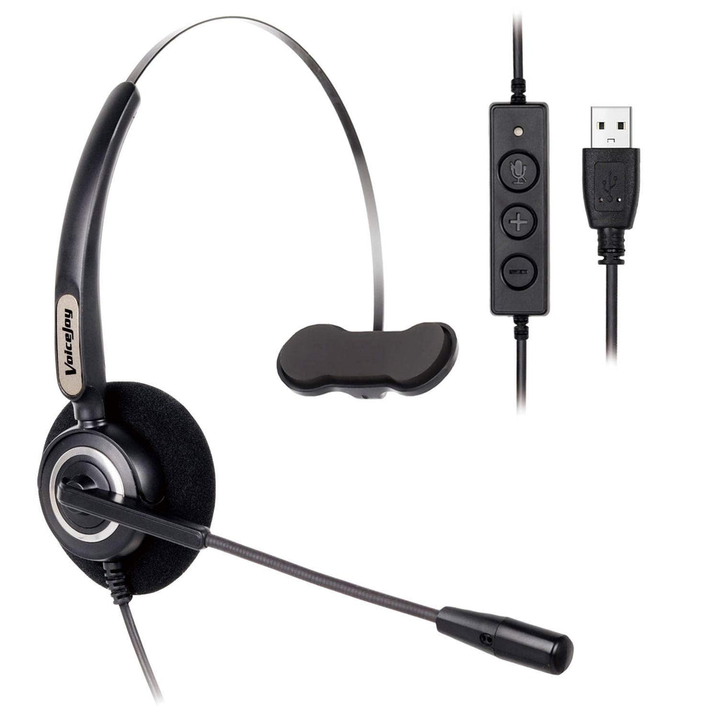 [Australia - AusPower] - VoiceJoy Office Headset with USB Jack Business Noise Cancelling Headset with Microphone, Volume Control Mute Switch for Laptops PCs Computers 