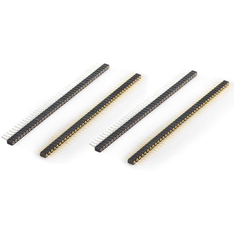 [Australia - AusPower] - DIYhz Male and Female Pin Header (2pair) Gold Plated (ROHS) Single Row Round Pin 1 * 40 40P Straight Needle Male PCB Pin Header 2.00 mm Male Pin Header Connector Gold Used in Computer and Breadboard 