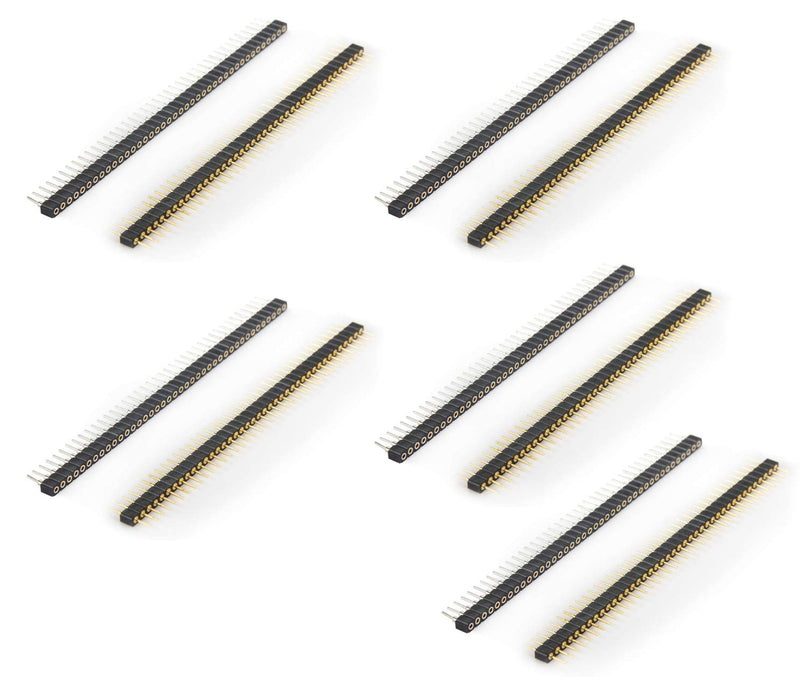 [Australia - AusPower] - DIYhz Male and Female Pin Header (5pair) Gold Plated (ROHS) Single Row Round Pin 140 40P Straight Needle Male PCB Pin Header 2.54 mm Male Pin Header Connector Gold Used in Computer and Breadboard 