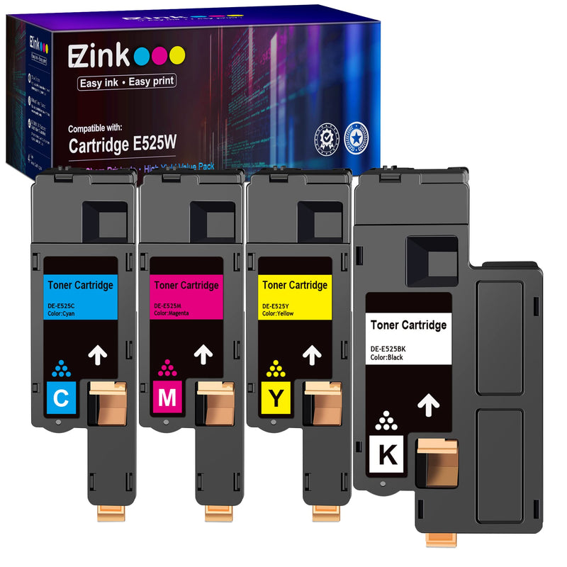 [Australia - AusPower] - E-Z Ink (TM) Compatible Toner Cartridge Replacement for Dell E525W E525 525w to use with E525w Wireless Color Printer for 593-BBJX 593-BBJU 593-BBJV 593-BBJW (Black Cyan Magenta Yellow, 4 Pack) 
