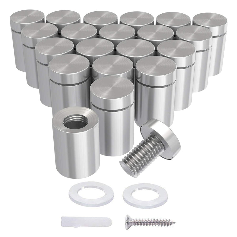 [Australia - AusPower] - LuckIn 20-Pack Standoff Screws (1/2 in. Dia x 3/4 in. L), Stainless Steel Standoff Mounting Hardware for Acrylic Signs, Silver 1/2 x 3/4 Inch 