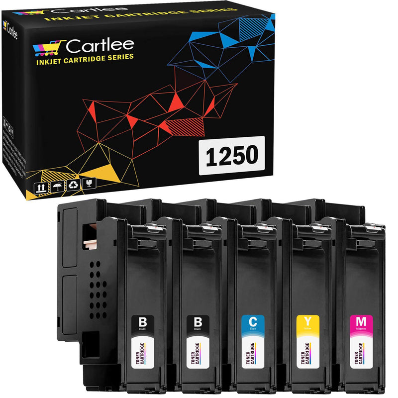 [Australia - AusPower] - Cartlee 5 pk Compatible High Yield Laser Toner Cartridges Replacement Ink for Dell 1250c 1250 1350cnw 1355cn 1355w 1355cnw C1760nw C1765nfw c1760 C1765nf printer (2 Black, 1 Cyan, 1 Magenta, 1 Yellow) 