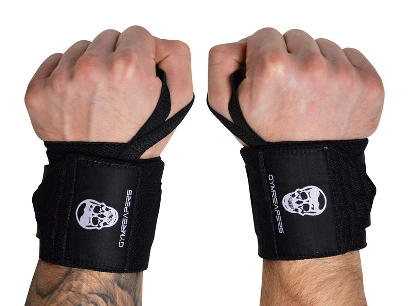 [Australia - AusPower] - Gymreapers Weightlifting Wrist Wraps (Competition Grade) 18" Professional Quality Wrist Support with Heavy Duty Thumb Loop - Best Wrap for Powerlifting, Strength Training, Bodybuilding 18" Black 
