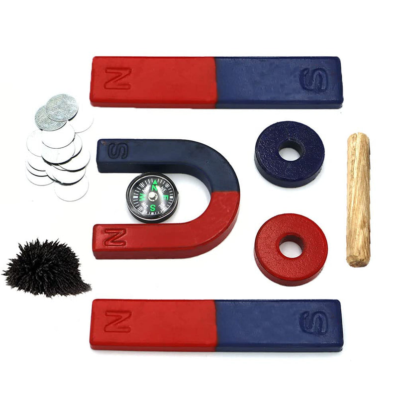 [Australia - AusPower] - Physics Science Magnets Kit for Education Science Experiment Tools Icluding Bar/Ring/Horseshoe/Compass Magnets 