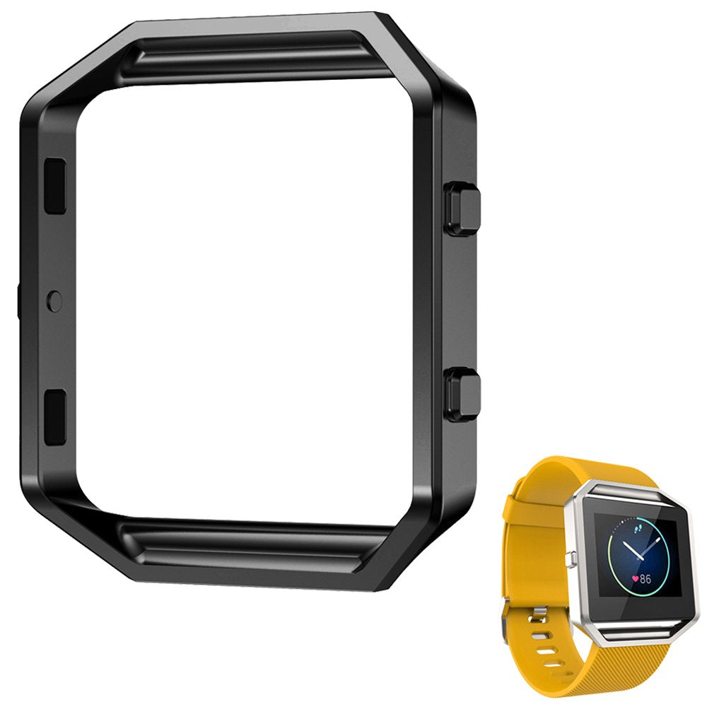 [Australia - AusPower] - Fitbit Blaze Frame Black, AISPORTS Fitbit Blaze Accessory Frame Stainless Steel Metal Watch Frame Holder Shell Replacement Housing Protective Case Cover for Fitbit Blaze Smart Watch 