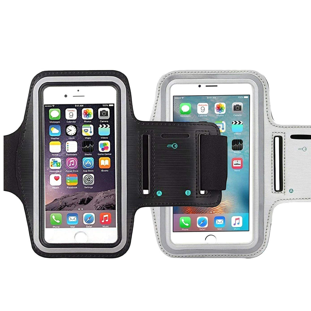 [Australia - AusPower] - [2pack] Water Resistant Sports iBarbe Armband with Key Holder and Night Reflective for iPhone X 8 Plus 7 Plus, 6 Plus, 6S Plus,Galaxy s8,s8+,S6/S5, Note 4 etc.Running Exercise (Black+Silver) black+silver 2pack 