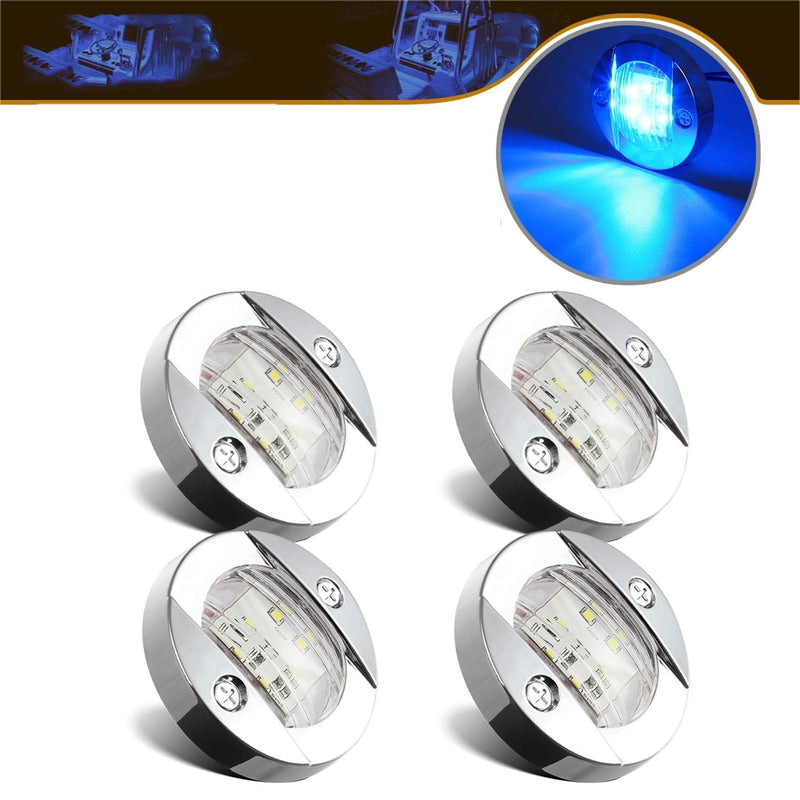 [Australia - AusPower] - Partsam 4Pcs 3" Inch Round Chrome Marine Clear Lens Blue LED Transom Mount Stern Anchor Navigation Lights IP67 Waterproof,Round Boat Marine Lamps 6-2835-SMD,Boat LED Stern Lights 12V 