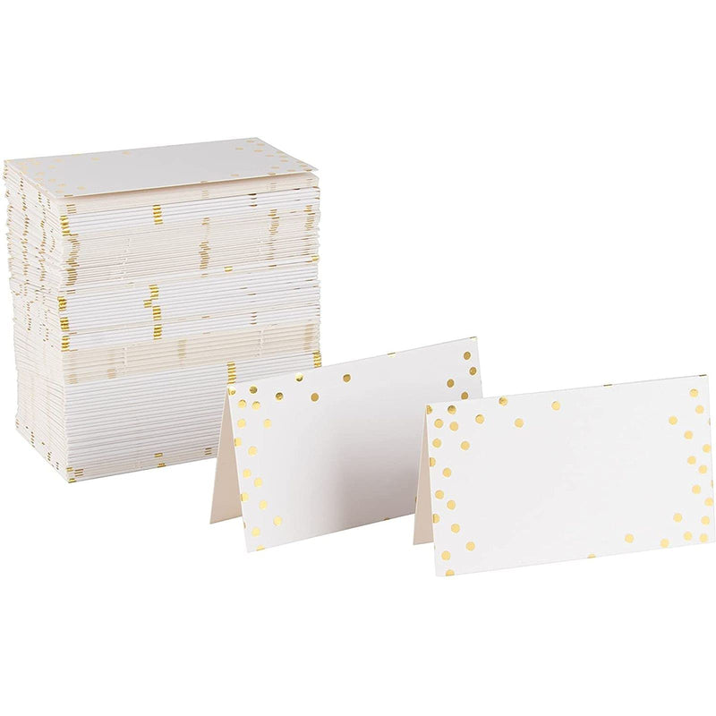 [Australia - AusPower] - Best Paper Greetings Small Place Cards, Table Name Tents, 100 Pack (Gold Foil Polka Dots) 