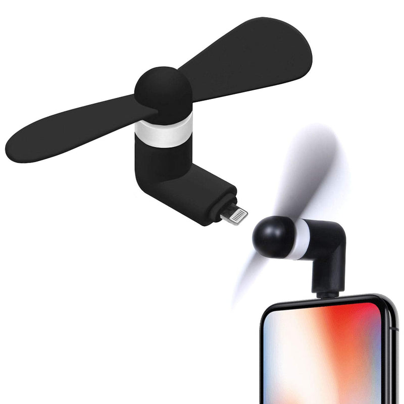[Australia - AusPower] - Cellet Mini Portable USB Fan Compatible with Apple iPhone 12 Pro Max mini 11 Max XS Max Xr X 8 7 6 5 and All Other Lighting Port - Black 