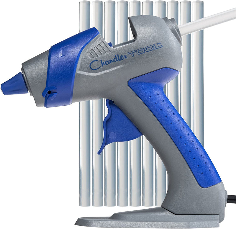 [Australia - AusPower] - Mini Hot Glue Gun Kit - 25W Small Size Stand up High Temp Hot Melt GlueGun Set with 10 Mini Glue Gun Sticks for Glue Gun, Fine Tip Adhesive Silicone Glue Gun, Craft HotGlueGun by Chandler Tool (Blue) Blue 