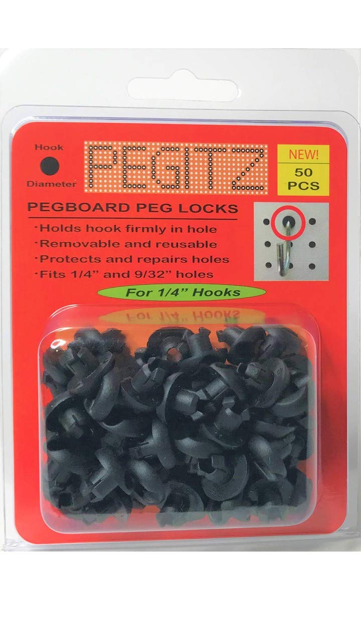 [Australia - AusPower] - Pegitz Pegboard Peg Locks 50PCS (1/4 inch, Black) 1/4 Inch 