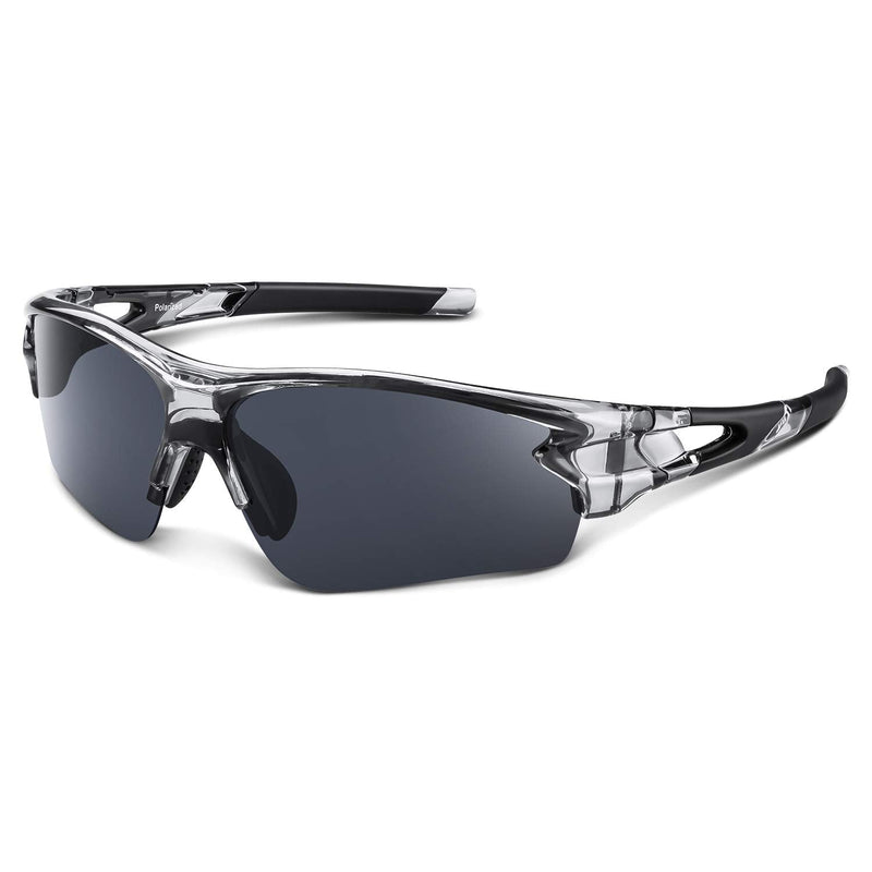 [Australia - AusPower] - Polarized Sports Sunglasses for Men Women Youth Baseball Fishing Cycling Running Golf Motorcycle Tac Glasses UV400 Clear Gray/3# Smoke 