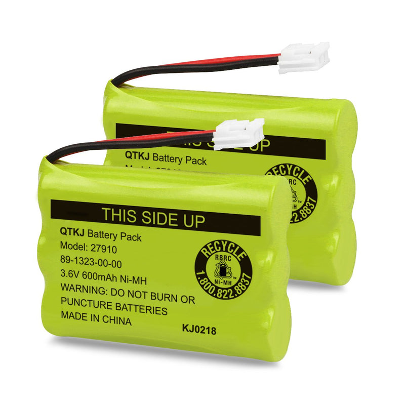 [Australia - AusPower] - QTKJ Cordless Phone Battery for Motorola SD-7501 MD7161 AT&T 27910 89-1323-00-00 E1112 E2801 TL72108 Vtech I6725 RadioShack 23-959 (2-Pack) 2 Pack 27910 Batteries 