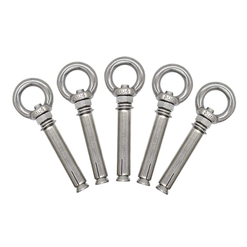[Australia - AusPower] - 5-Pack Stainless Steel Ring Lifting Expansion Eyebolt Bolt Screw with Ring M8x80mm 80mm 