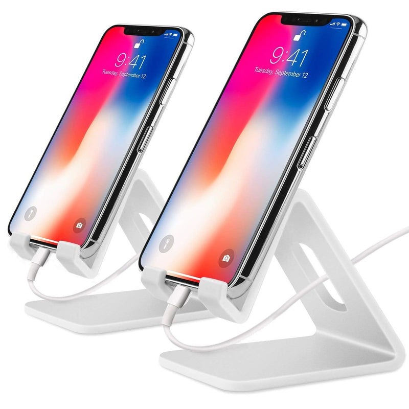 [Australia - AusPower] - COOLOO Cell Phone Stand,【2 Pack】 Tablets Stand Desktop Cradle Holder Dock for Smartphone E-Reader, Compatible Phone Xs Max X 8 7 6 6s Plus 5 5s, Charging, Universal Accessories Desk (White) 1-White 