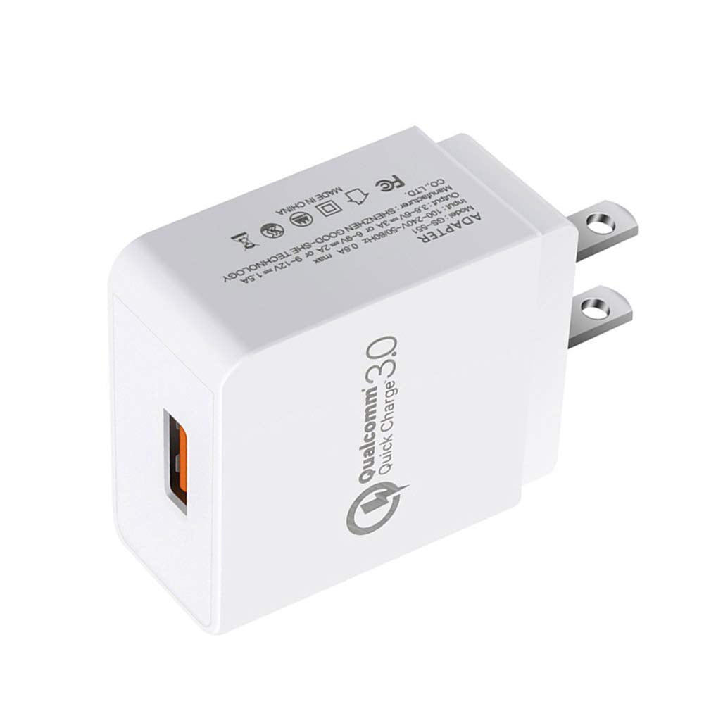 [Australia - AusPower] - One-Port USB Quick Fast Wall Plug Charger for Phone, iPad, and Tablet,18W - White, 1-Pack Rapid AC Power Adapter Apply to QC 3.0 Quick Charger 3.0, Portable Travel Smartphone Adaptive Quick Charging 