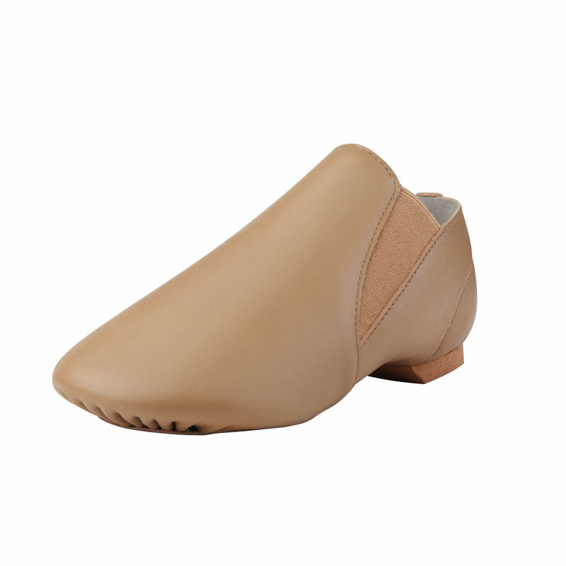 [Australia - AusPower] - Dynadans Unisex Leather Upper Slip-on Jazz Shoe with Elastics for Women and Men's Dance Shoes 4 Women/3.5 Men Brown 