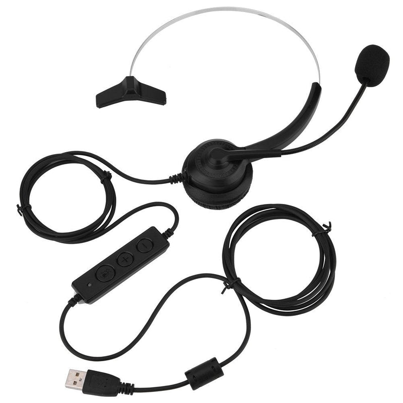 [Australia - AusPower] - USB Headphones with Microphone,Over-Ear Stereo Sound Headset Support Noise Cancelling 360° Rotation Mute Function Adjust Volume fit for Computer/Telephone/Desktop Box 