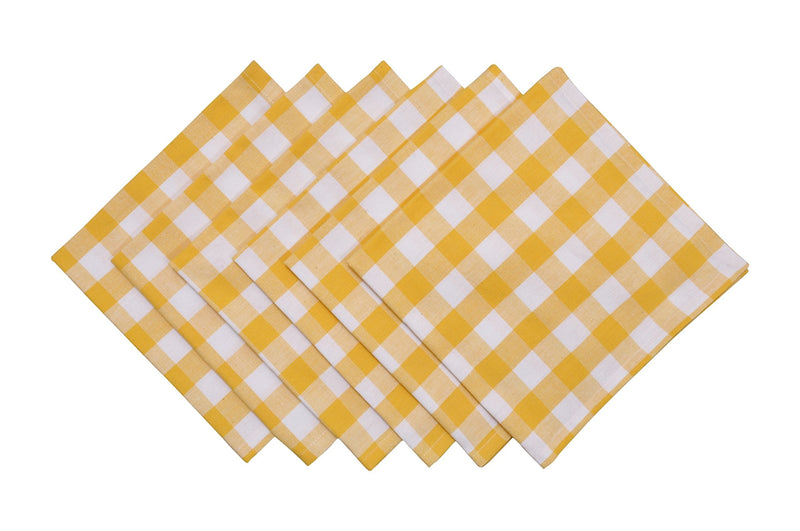 [Australia - AusPower] - Yourtablecloth Buffalo Plaid 100% Cotton Cloth Checkered Dinner Table Napkins – Vibrant Colors – Soft & Super Absorbent Napkins 20 x 20 Set of 6 Yellow and White 