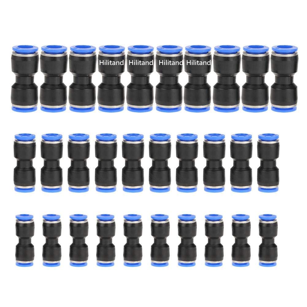 [Australia - AusPower] - Hilitand 30pcs Air Line Fittings Push-to-Connect Fittings Straight Push Connectors Plastic Quick Release Connectors for 1/4 5/16 3/8 Tube 