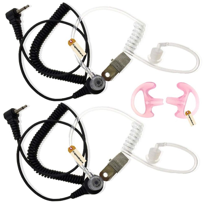 [Australia - AusPower] - 2.5MM Earpiece Listen Only, Lsgoodcare 2Pack Universal 1 Pin Acoustic Coil Tube Receive Only Police Headset for Speaker Mics & Insert Radio Earmold Earbud Medium Replacement Pink 2.5mm earpiece+earmold 