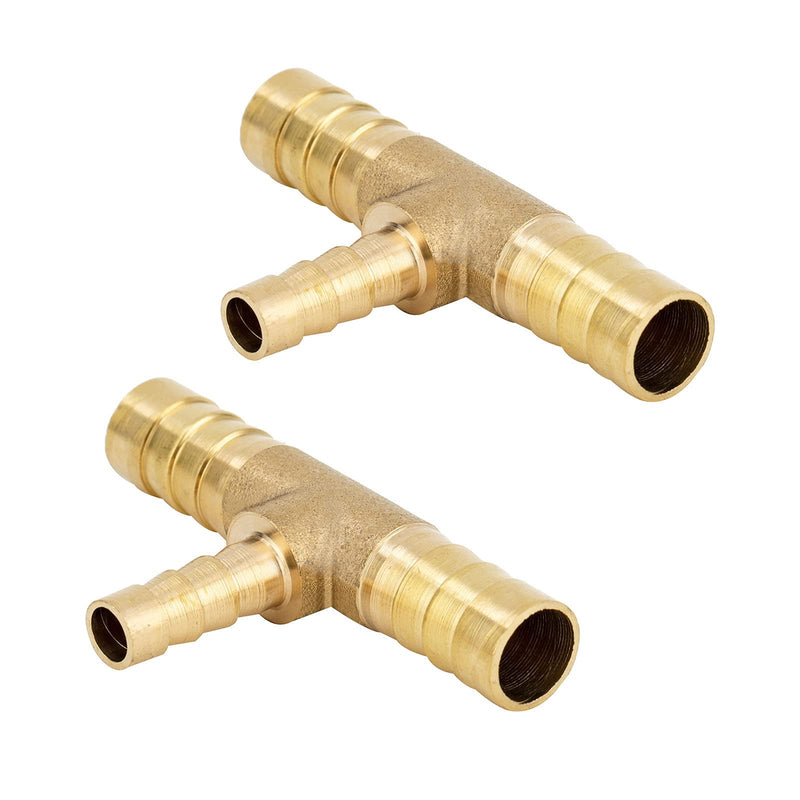 [Australia - AusPower] - Metalwork Brass Reducing Hose Barb Splice T-Fitting, Reducer Tee Union Mender Joiner, 12mm Barb x 10mm Barb x 12mm Barb, 1/2" x 3/8" x 1/2" Hose ID (Pack of 2) 12mm x 10mm x 12mm Pack of 2 