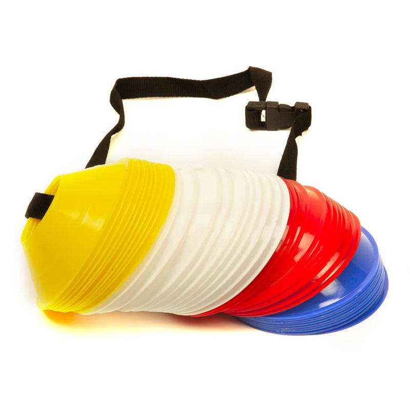 [Australia - AusPower] - GSI Mini Soccer Cones (Pack of 40) - Small Disc Cone for Agility Drills Training Practice Football Soccer Athletics Field Markers with Shoulder Strap 