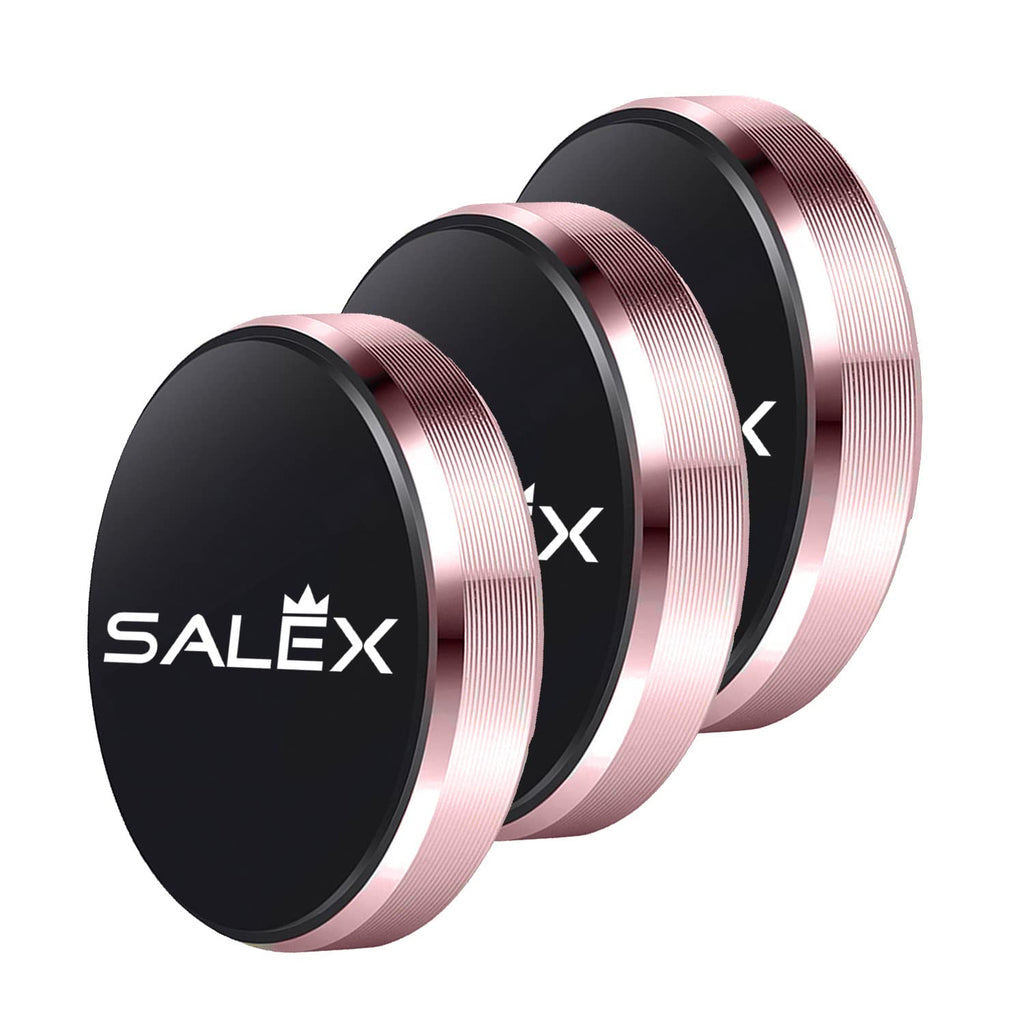 [Australia - AusPower] - SALEX Cute Magnetic Mounts [3 Pack]. Rose Gold Flat Cell Phone Holder for Car Dashboard, Wall, Mirror, Table. Pink Stick on Universal Kit Compatible with GPS, Tablets, Smartphones for Girls and Women. 3 Pack 