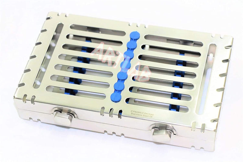 [Australia - AusPower] - Detachable Dental Autoclave Sterilization Cassettes Racks Box for 7 Instruments Blue CYNAMED 