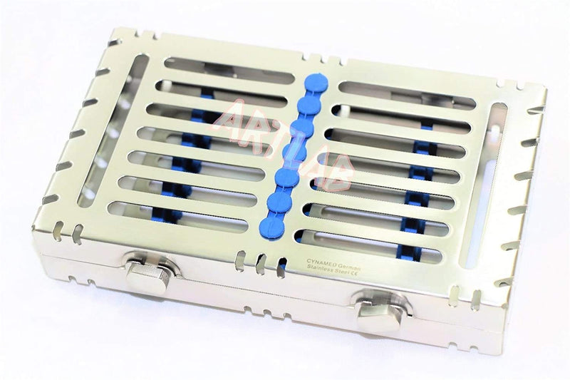 [Australia - AusPower] - Detachable Dental Autoclave Sterilization Cassettes Racks Box for 7 Instruments Blue CYNAMED 