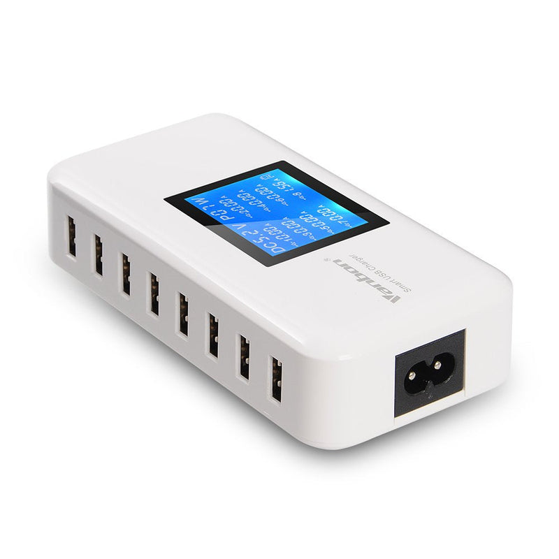 [Australia - AusPower] - Vanbon 60W 8-Port USB Wall Charger, Multi Port USB Charger Charging Station W/LCD Compatible with Smart Phone, Tablet and Multiple Devices 60W Charger-White 