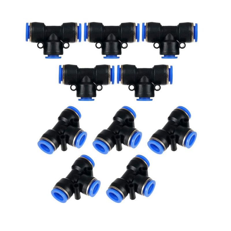 [Australia - AusPower] - Metalwork Push to Connect Tee Union Fitting, 4mm x 4mm x 4mm OD, Air Hose T Connector Splitter (Pack of 10) Pack of 10 