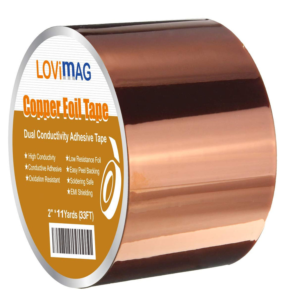 [Australia - AusPower] - Copper Foil Tape (2inch X 33 FT) with Conductive Adhesive for Guitar and EMI Shielding, Crafts, Electrical Repairs, Grounding 