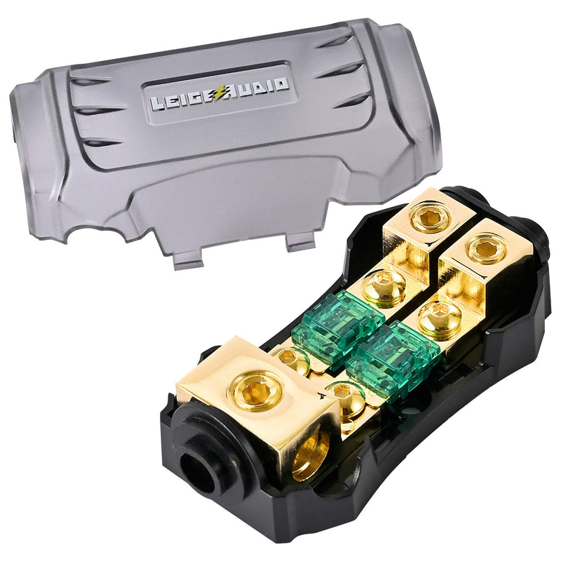 [Australia - AusPower] - LEIGESAUDIO Copper 0/4 Gauge to 4/8 Gauge 60 Amp Mini ANL 2 Way Fuse Holder Distribution Block 